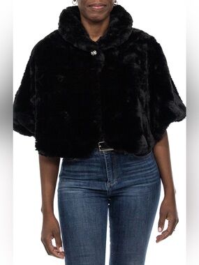 Nina Leonard Faux Fur Capelet Bolero